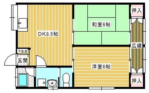 土手の内 山田アパート【3号室】の間取り