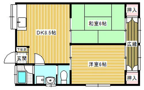土手の内 山田アパート【3号室】の間取り