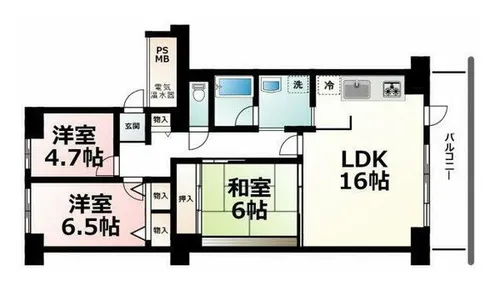 大津東スカイハイツ【4階】の間取り