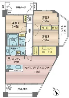 エルアンジュ門戸岡田町【4階】の間取り