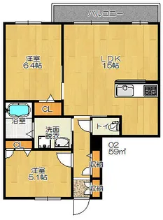 メゾン中野【2階】の間取り