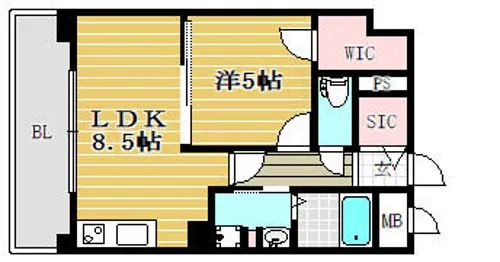 エクセラ大濠公園西【4階】の間取り