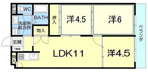 塩浜マンション【405号室】の間取り