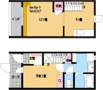 ウィズキャット三萩野【1号室】の間取り