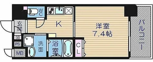 エイぺックス四天王寺Ⅱ【4階】の間取り