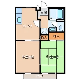 サンハイツ本城【102号室】の間取り