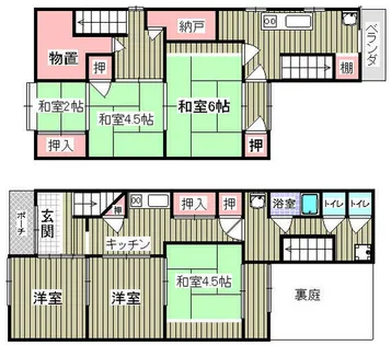 京都府京都市中京区西ノ京右馬寮町【一戸建】の間取り