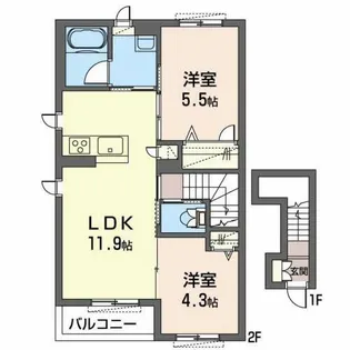カーサグラス シュデステ【2階】の間取り