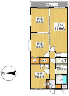 ウエストサイド樟葉【406号室】の間取り