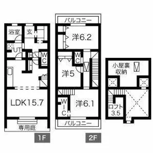 愛知県名古屋市名東区高社2丁目【テラスハウス】の間取り