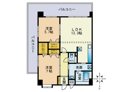 ツインリバーマーレ【202号室】の間取り