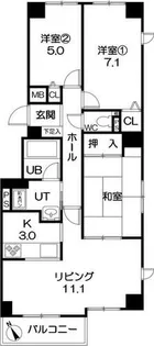 ロイヤルシティ駒場公園【4階】の間取り