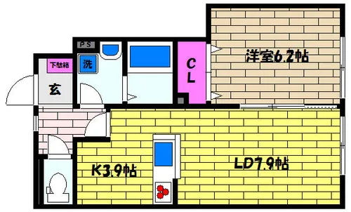 グレース芦屋【1階】の間取り