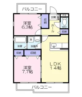 愛知県豊川市市田町西赤早稲【マンション】の間取り