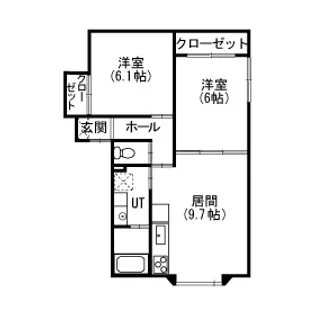 南幌アラビスⅡ【202号室】の間取り