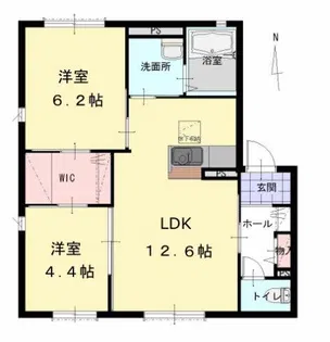 積水ハウスの賃貸住宅「ヴィラサニーサイド」【1階】の間取り