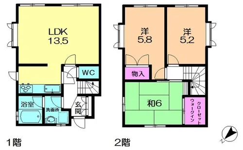 奈良県奈良市押熊町【テラスハウス】の間取り