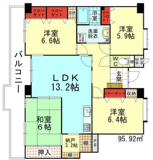 ブロッサムベルジュ沢見【3階】の間取り
