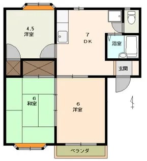 グリーンフォレスト【202号室】の間取り