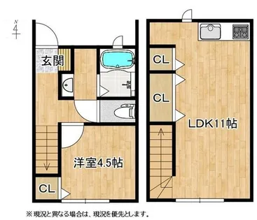 エスポワール小郡【1階】の間取り