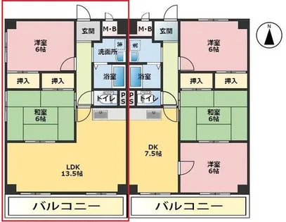 エーワンハイム【1-E号室】の間取り