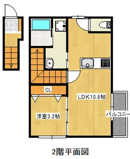 福岡県遠賀郡岡垣町旭台2丁目【アパート】の間取り