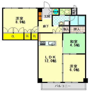 越木岩ハイデンス【4階】の間取り