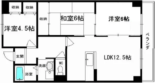 ファミリアル門戸【205号室】の間取り