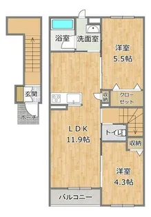 兵庫県加西市北条町西高室【アパート】の間取り