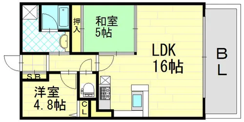 エスリード天満橋【6階】の間取り