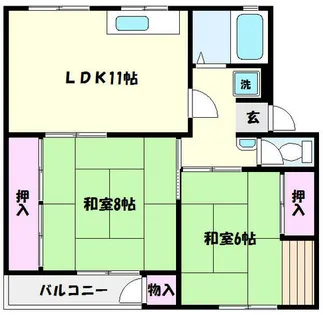 渦ヶ森コーポ2号棟【4階】の間取り