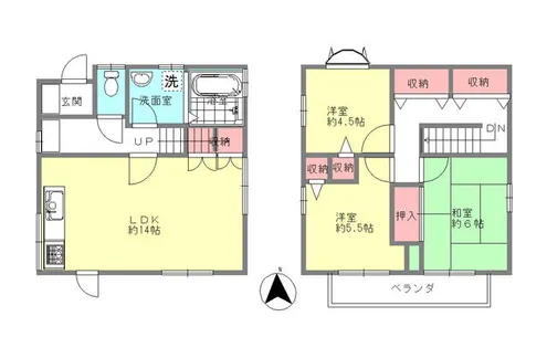 奈良県生駒市俵口町【一戸建】の間取り