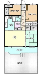 ライオンズマンション諏訪野【101号室】の間取り