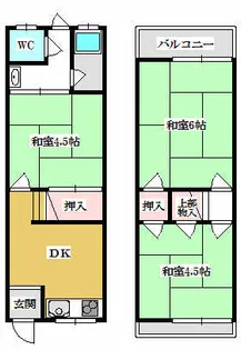 大阪府四條畷市楠公1丁目【タウンハウス】の間取り