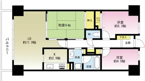 ルネ門戸【206号室】の間取り