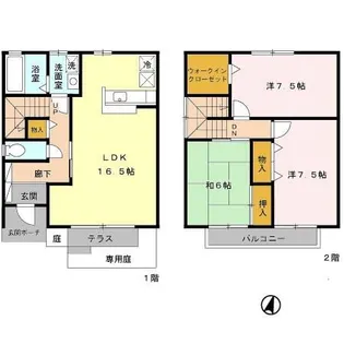 兵庫県三木市緑が丘町西5丁目【タウンハウス】の間取り