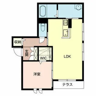 リメインらかん W棟【W202号室】の間取り