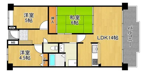 グランコート山科音羽【6階】の間取り