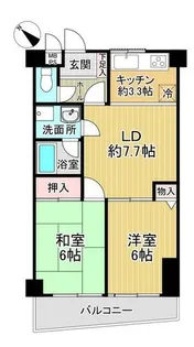 ライオンズマンション奥須磨【6階】の間取り