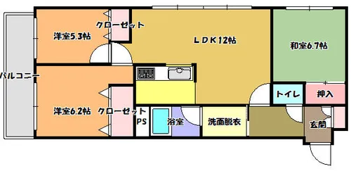 サンヴェール中島【402号室】の間取り