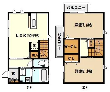 兵庫県芦屋市親王塚町【テラスハウス】の間取り