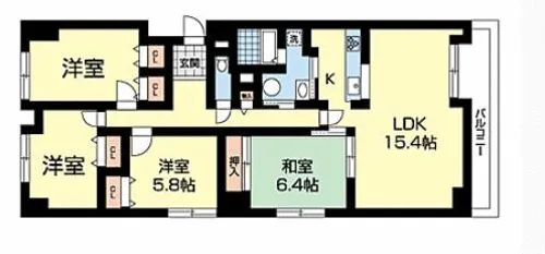 ハイライフ室蘭【4階】の間取り