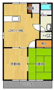 大角グリーンコーポ【1階】の間取り