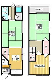 大阪府大阪市鶴見区今津南4丁目【テラスハウス】の間取り