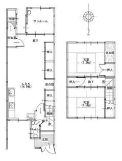 京都府舞鶴市字北田辺【一戸建】の間取り