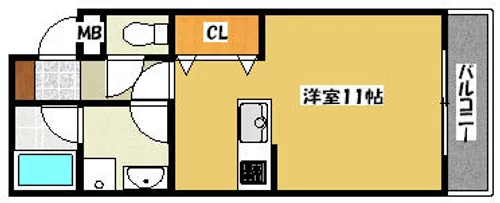 フリーディオ門真Ⅲ【3階】の間取り