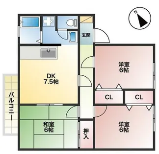 グランドールB【202号室】の間取り