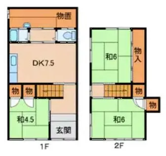 和歌山県和歌山市六十谷【アパート】の間取り