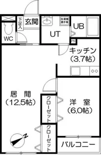 ロイヤルシティ月寒【406号室】の間取り