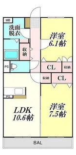 2LDKの間取り画像